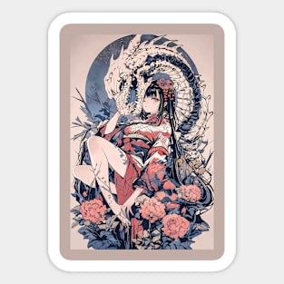 Geisha and Dragon 7813 Sticker